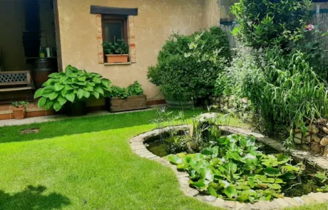 detalle jardín de casa rural